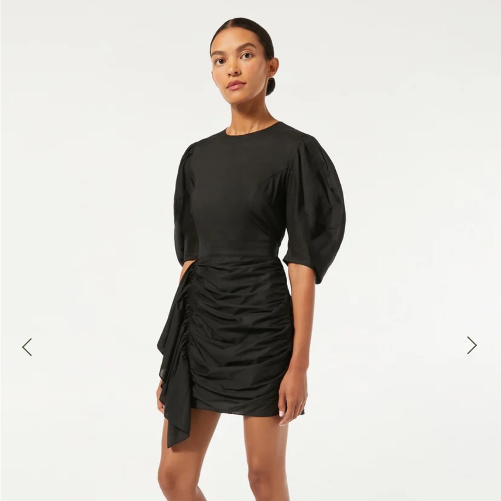 RHODE Elegant Black Puff Sleeve Mini Dress